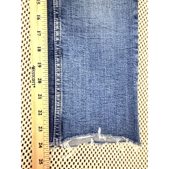 Zara Jeans Women Sz 2 The Bootcut Raw Hem Ankle High Rise Stretch Straight Leg - Picture 5 of 9